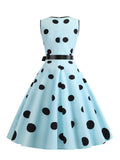 Light Blue Polka Dots Vintage 1950s Dress