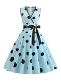 Light Blue Polka Dots Vintage 1950s Dress