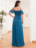 Blue A Line Chiffon Long Party Dress