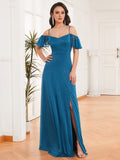 Blue A Line Chiffon Long Party Dress