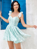 Blue A Line Lace Up Homecoming Dress