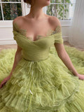 Strapless A Line Green Long Prom Dress