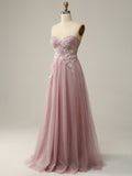 Strapless Sweetheart Neckline Purple Long Prom Dress