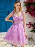 Purple A Line Corset Short Homecoming Dress
