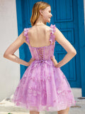 Purple A Line Corset Short Homecoming Dress