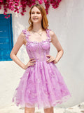 Purple A Line Corset Short Homecoming Dress