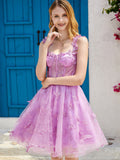 Purple A Line Corset Short Homecoming Dress
