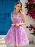 Purple A Line Corset Short Homecoming Dress