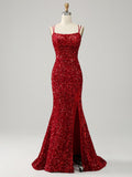 Mermaid Red Backless Long Prom Dress