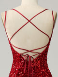Mermaid Red Backless Long Prom Dress