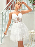 Dark Blue A-Line Sweetheart Neckline Tiered Short Homecoming Dress