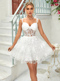 Dark Blue A-Line Sweetheart Neckline Tiered Short Homecoming Dress