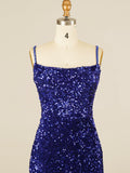 Sequins Royal Blue Tight Homecoming Short Dress with Tassels