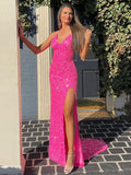 Royal Blue Sparkly Mermaid Long Prom Dress With Slit