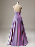 Sparkly Mermaid Purple V Neck Long Prom Dress