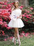 A-Line Cute White Tulle Short Party Homecoming Dress