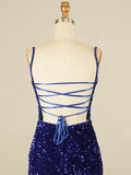 Sequins Royal Blue Tight Homecoming Short Dress with Tassels