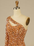Sequins One-Shoulder Golden Tight Homecoming Short Dress