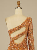 Sequins One-Shoulder Golden Tight Homecoming Short Dress