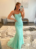 Mermaid Light Blue Prom Dress Long Evening Dress