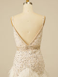 Sequins V-neck Black Homecoming Party Short Dress with Tassels