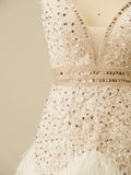 Sequins V-neck Black Homecoming Party Short Dress with Tassels