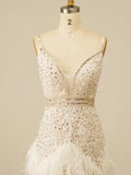 Sequins V-neck White Homecoming Party Short Dress with Tassels