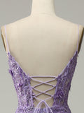 Purple Floral Sequins Long Prom Dress