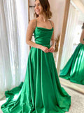 Orange Satin A Line Tight Long Prom Dress With Slit