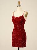 Halter Sequins Red Short Homecoming Dress