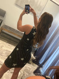 Sequins One Shoulder Black Short Homecoming Dress With Stars