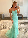 Mermaid Light Blue Prom Dress Long Evening Dress