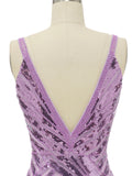 Sleeveless V Neck Stripes Purple Deep Long Prom Dress with Slit