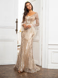 Pink Luxury Evening Dress With Sequins