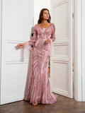 Pink Luxury Evening Dress With Sequins