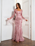 Pink Luxury Evening Dress With Sequins