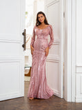Pink Luxury Evening Dress With Sequins