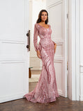 Pink Luxury Evening Dress With Sequins