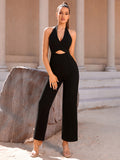 V Neck Halter Sleeveless Cut Out Suit