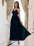 Navy A line Party Dress