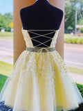 A-Line Pink Short Party Homecoming Dress With Appliques