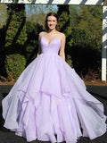 A Line Ruffles Tulle Spaghetti Straps Long Prom Dress